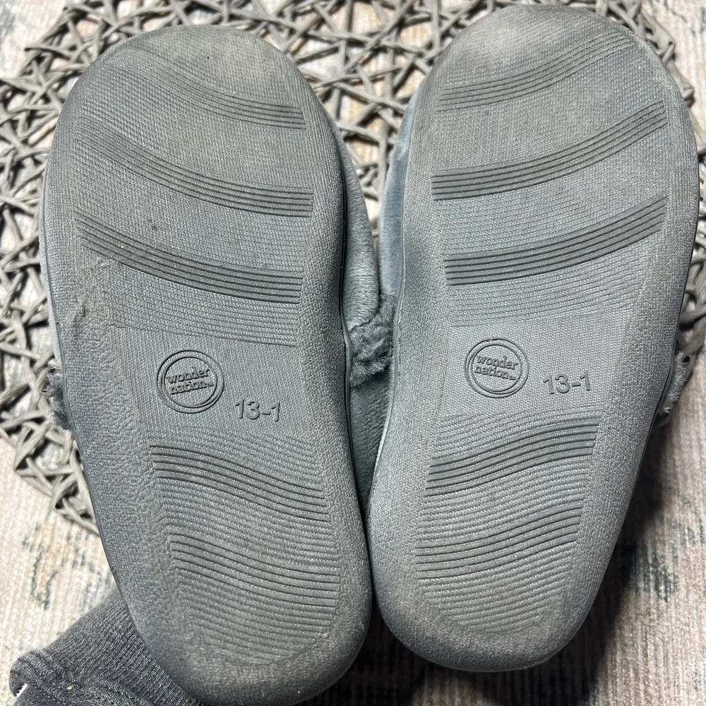 Gray Fuzzy Slippers with Game Controller Design